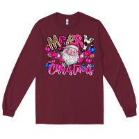 Burgundy merry Christmas santa Long Sleeve Tee - CowhideDigitalArt