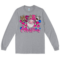 Heather Grey merry Christmas santa Long Sleeve Tee - CowhideDigitalArt