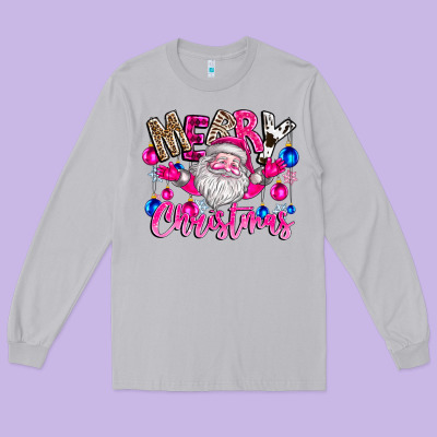 Merry Christmas Santa Long Sleeve Tee Designed By Cowhidedigitalart