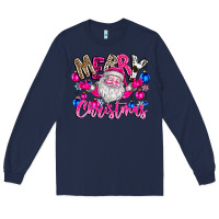 Navy merry Christmas santa Long Sleeve Tee - CowhideDigitalArt