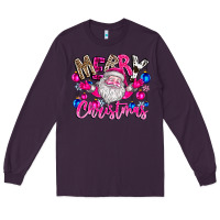 Plum merry Christmas santa Long Sleeve Tee - CowhideDigitalArt