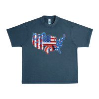 Midnight Navy America map Urban Heavy Tee - CowhideDigitalArt