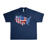Navy America map Urban Heavy Tee - CowhideDigitalArt