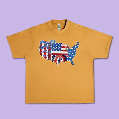 America Map Urban Heavy Tee Designed By Cowhidedigitalart