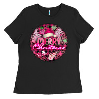 Pink Merry Christmas Ladies Tee | Teevron