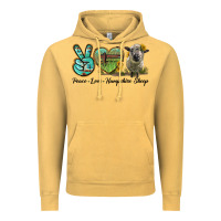 Vintage Mustard Peace Love Hampshire Sheep Vintage Hoodie - LillyAllenDesigns
