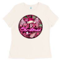 Bone pink merry christmas Ladies Tee - FaDigitalArtStudio