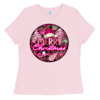 Bubblegum Pink pink merry christmas Ladies Tee - FaDigitalArtStudio
