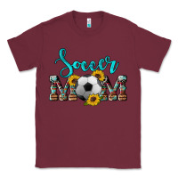 Burgundy western leopard cowhide sunflowers  glitter mom soccer Classic Tee - Artiststas