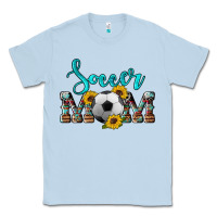 Dusty Blue western leopard cowhide sunflowers  glitter mom soccer Classic Tee - Artiststas