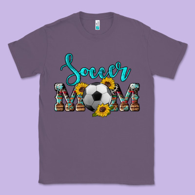 Western Leopard Cowhide Sunflowers  Glitter Mom Soccer Classic Tee Designed By Artiststas