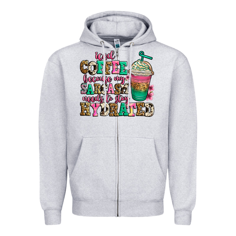 Iced Coffee Because My Sarcasm Needs To Stay Hydra Zipper Hoodie by Jasminsmagicworld | Teevron
