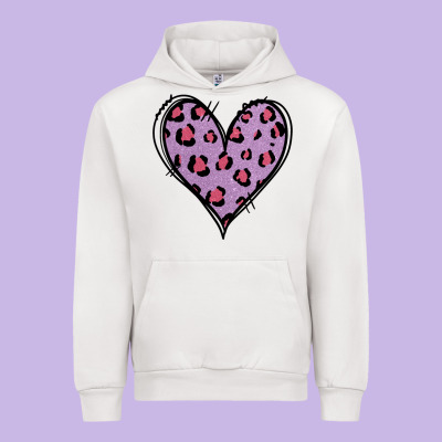 Glitter Purple Leopard Heart Urban Hoodie Designed By Jasminsmagicworld