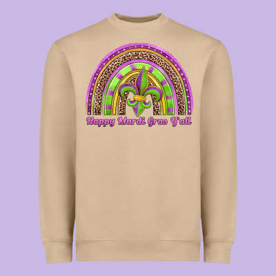 Happy Mardi Gras Y'all Rainbow Heavyweight Sweatshirt Designed By Jasminsmagicworld