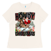 Bone Howdy Christmas Rodeo Santa Ladies Tee - FaDigitalArtStudio