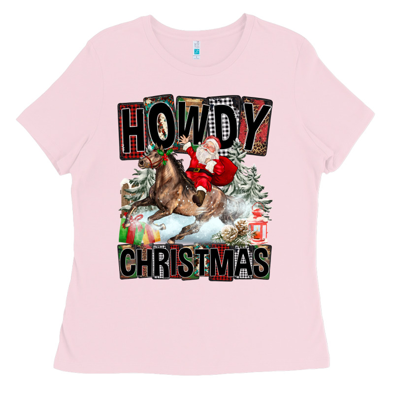 Howdy Christmas Rodeo Santa Ladies Tee by FaDigitalArtStudio | Teevron