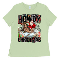 Matcha Howdy Christmas Rodeo Santa Ladies Tee - FaDigitalArtStudio