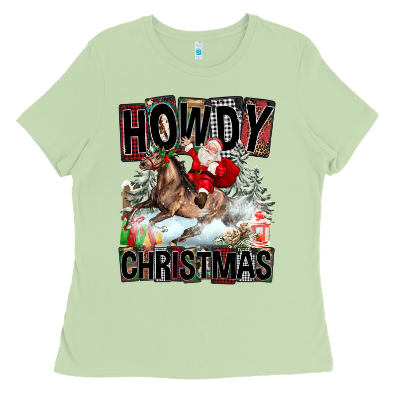 Howdy Christmas Rodeo Santa Ladies Tee by FaDigitalArtStudio | Teevron