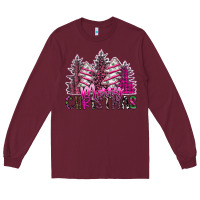 Burgundy Merry Christmas pink  trees Long Sleeve Tee - CowhideDigitalArt