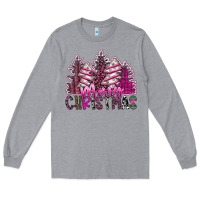 Heather Grey Merry Christmas pink  trees Long Sleeve Tee - CowhideDigitalArt