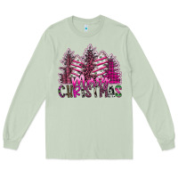 Matcha Merry Christmas pink  trees Long Sleeve Tee - CowhideDigitalArt
