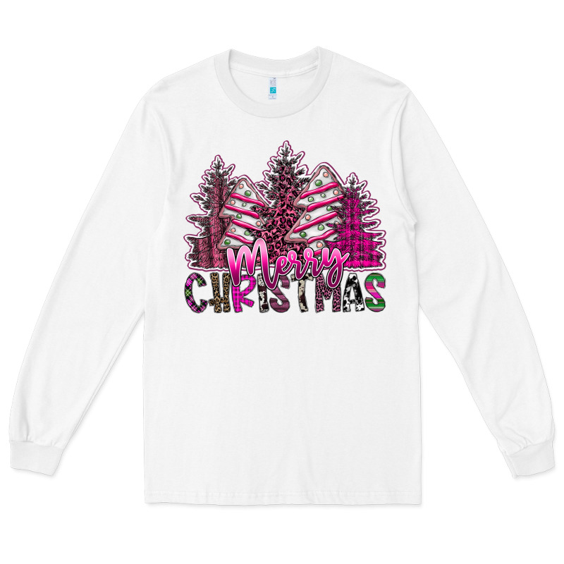 Merry Christmas Pink  Trees Long Sleeve Tee by CowhideDigitalArt | Teevron