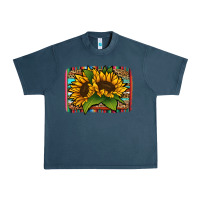 Midnight Navy sunflower serape leopard background Urban Heavy Tee - Jasminsmagicworld