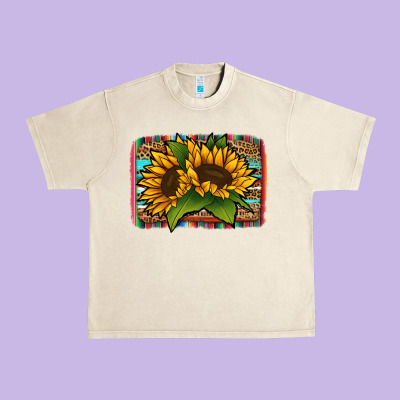 Sunflower Serape Leopard Background Urban Heavy Tee Designed By Jasminsmagicworld
