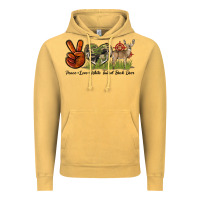 Vintage Mustard Peace Love White Tailed Buck Deer Vintage Hoodie - LillyAllenDesigns