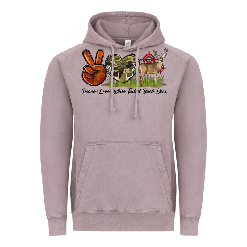 Peace Love White Tailed Buck Deer Vintage Hoodie by LillyAllenDesigns | Teevron