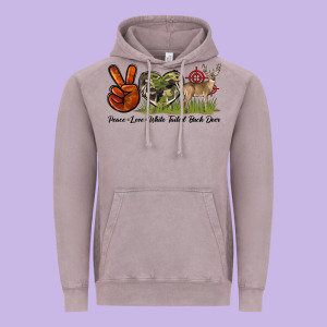 Peace Love White Tailed Buck Deer Vintage Hoodie Designed By Lillyallendesigns