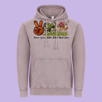 Peace Love White Tailed Buck Deer Vintage Hoodie Designed By Lillyallendesigns