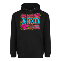 Black xoxo valentine's day pink roses and hearts Heavyweight Hoodie - Jasminsmagicworld