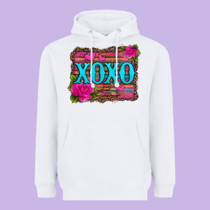 Xoxo Valentine's Day Pink Roses And Hearts Heavyweight Hoodie Designed By Jasminsmagicworld
