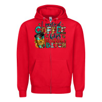 Red i pretend coffee helps but i'm still a bitch Zipper Hoodie - Jasminsmagicworld