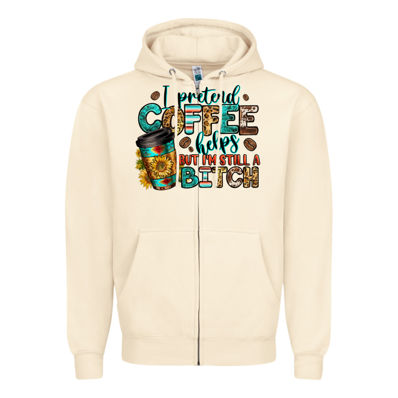 I Pretend Coffee Helps But I'm Still A Bitch Zipper Hoodie by Jasminsmagicworld | Teevron