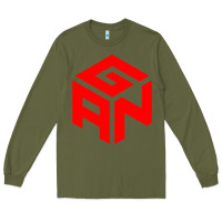 Army Green GAN CUBE TIME Long Sleeve Tee - DesignPulse