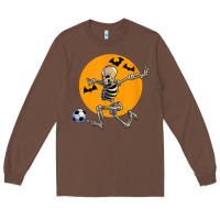 Chestnut skeleton soccer player funny halloween blood moon Long Sleeve Tee - DesignPulse