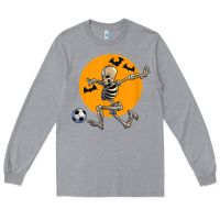 Heather Grey skeleton soccer player funny halloween blood moon Long Sleeve Tee - DesignPulse