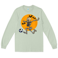 Matcha skeleton soccer player funny halloween blood moon Long Sleeve Tee - DesignPulse