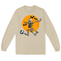 Mushroom skeleton soccer player funny halloween blood moon Long Sleeve Tee - DesignPulse