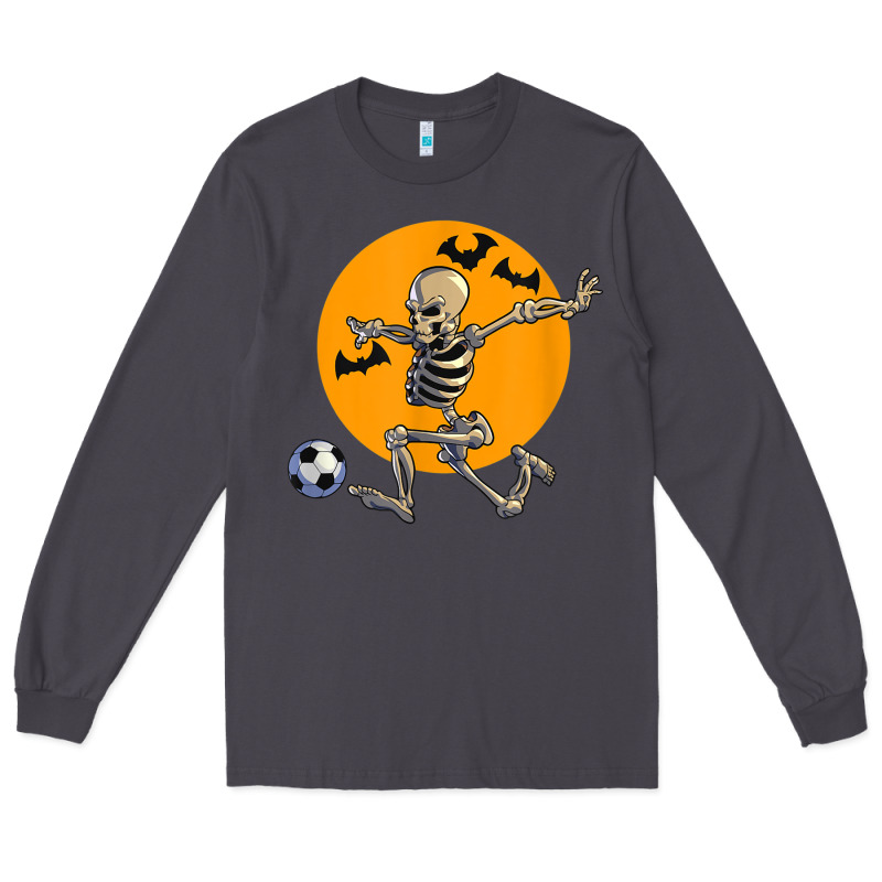 Skeleton Soccer Player Funny Halloween Blood Moon Long Sleeve Tee by DesignPulse | Teevron
