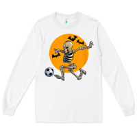 White skeleton soccer player funny halloween blood moon Long Sleeve Tee - DesignPulse