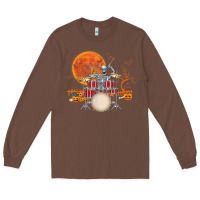 Chestnut Skeleton Drummer Halloween Costume Playing Drums Mens Boys Long Sleeve Tee - DesignPulse