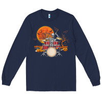 Navy Skeleton Drummer Halloween Costume Playing Drums Mens Boys Long Sleeve Tee - DesignPulse