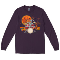 Plum Skeleton Drummer Halloween Costume Playing Drums Mens Boys Long Sleeve Tee - DesignPulse