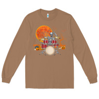 Toasted Coconut Skeleton Drummer Halloween Costume Playing Drums Mens Boys Long Sleeve Tee - DesignPulse