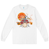 White Skeleton Drummer Halloween Costume Playing Drums Mens Boys Long Sleeve Tee - DesignPulse