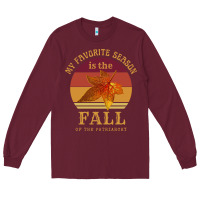 Burgundy feminist my favorite season is fall patriarchy retro vintage long slee Long Sleeve Tee - DesignPulse