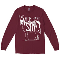 Burgundy Nice Hand Sir Donkey Poker Funny Gambling Design For Fans Long Sleeve Tee - DesignPulse